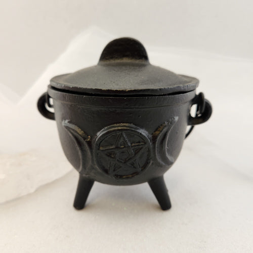 Triple Moon Incense/Resin/Smudge Cauldron (cast iron. approx. 14x11.5x13cm)