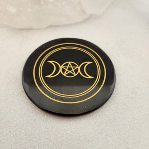 Black Agate Triple Moon Altar Tile/Coaster