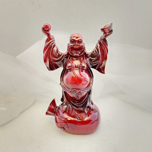 Feng Shui Buddha with Ingot & Sphere (approx. 15x10x6cm)