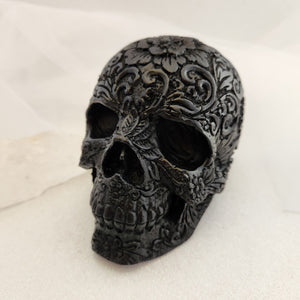 Engraved Skull Black Resin