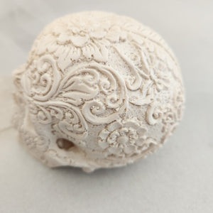 Engraved Skull White Resin