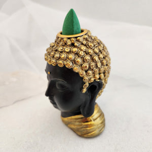 Black & Gold Buddha Head Backflow Incense Burner