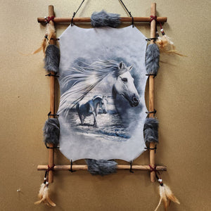 White Horse Framed With Wood