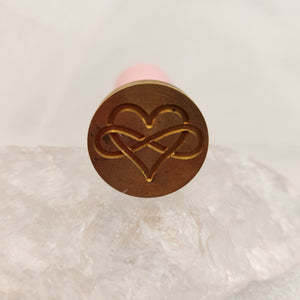 Heart/Infinite Wax Seal Stamp with Pink Wooden Handle & Pink Seal Wax Stick