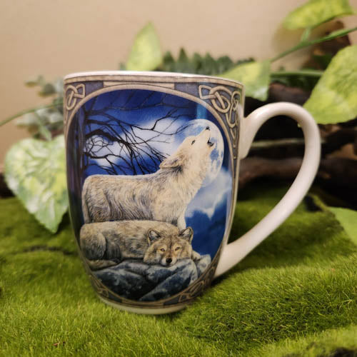 Wolf By Moonlight Porcelain Mug By Lisa Parker (approx. 10x11x8cm)