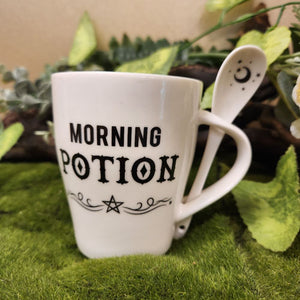 Morning Potion White  Mug and Spoon Set