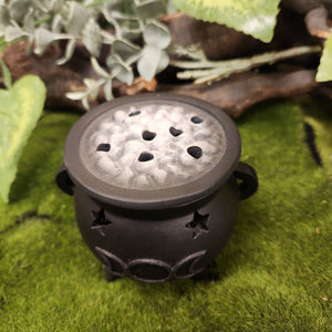 Triple Moon Cauldron Incense Cone Holder