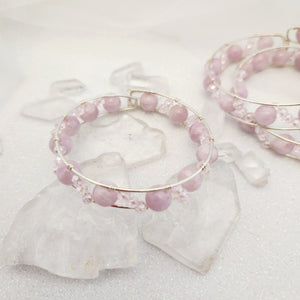 Rose Quartz & Glass Cuff Bracelet