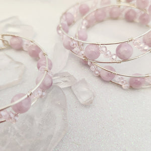 Rose Quartz & Glass Cuff Bracelet