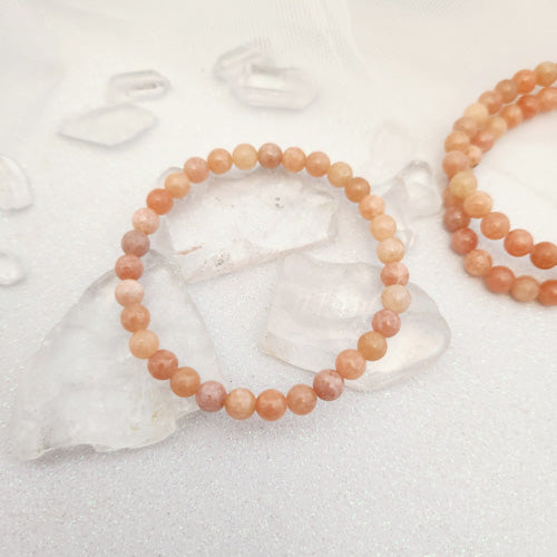Peach Calcite Bracelet (assorted. approx. 6.5mm round beads)