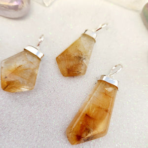 Rutilated Quartz Free Form Pendant