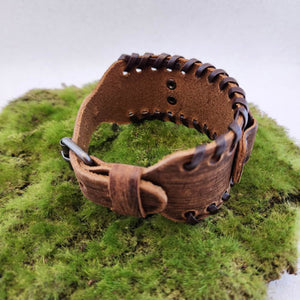 Wolf Leather & Copper Bracelet