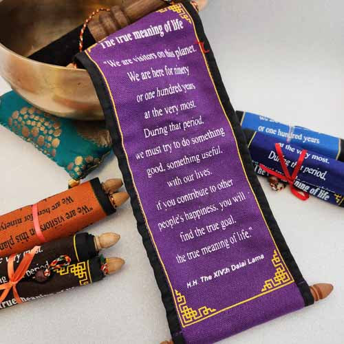 The True Meaning of Life Dalai Lama Scroll (assorted colours. approx. 26x13cm)