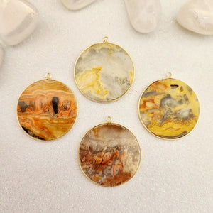 Crazy Lace Agate Disc Pendant