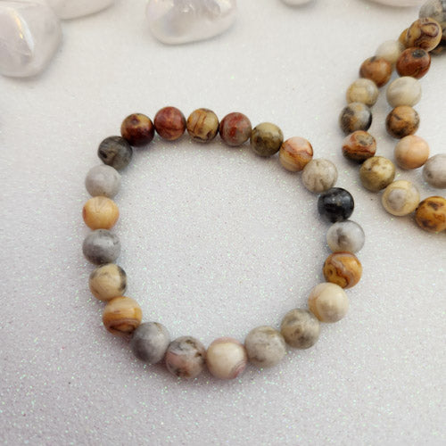 Crazy Lace Agate Bracelet (assorted. approx. 8mm round beads)
