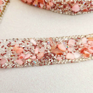 Pink Bejewelled Iron or Sew on Ribbon