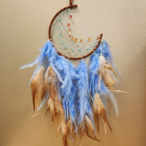 Blue & Tan Crescent Dream Catcher