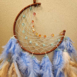 Blue & Tan Crescent Dream Catcher