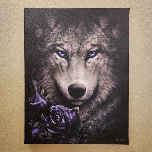 Wolf and Roses Canvas (approx. 19 x25x1.2 cm)