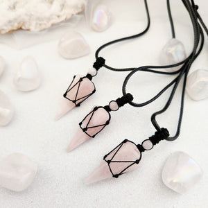 Rose Quartz Wrapped Pendant