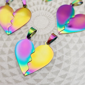 Twin Flame Heart Friendship Pendants