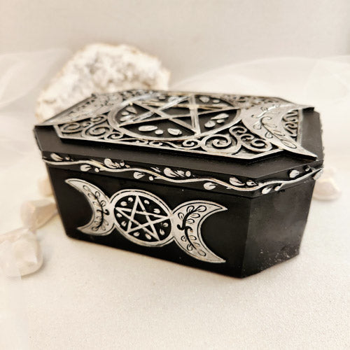 Black and Silver Triple Moon Box (approx. 17.5 x 12cm)