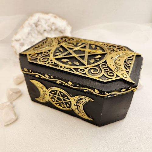 Gold and Black Triple Moon Box (approx. 17.5 x 12cm)