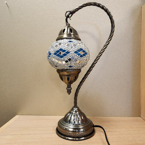 White & Blue Swan Neck Style Mosaic Lamp