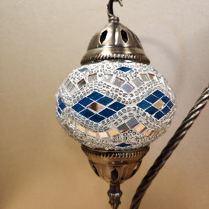 White & Blue Swan Neck Style Mosaic Lamp