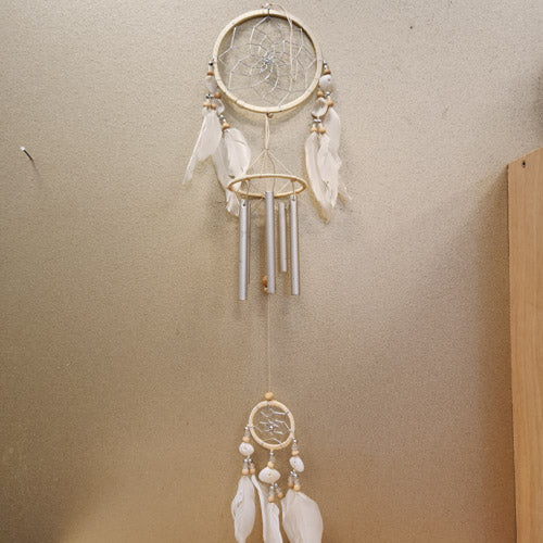 White Windchime Dream Catcher with Shells (12cm)