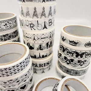 Black & White Self-Adhesive Tape for Crafting