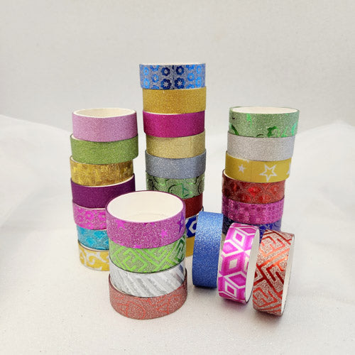 Colourful Self-Adhesive Tape for Crafting (assorted designs. approx. 1.3cmx3m long roll)