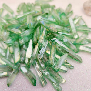 Green Electroplated Quartz Naturally Shaped Point Bead