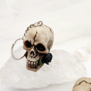 Skull with Rose Keyring