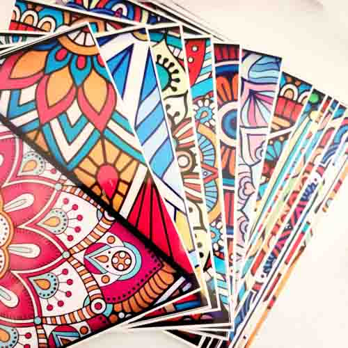 Colourful Mandala Pattern Self-Adhesive Stickers (assorted designs. approx. 15x15cm)