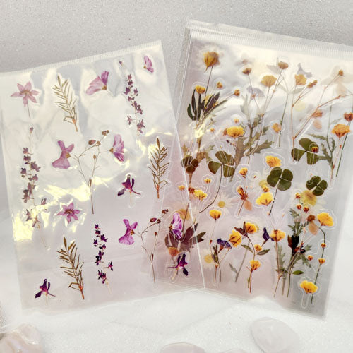 Sheet of Assorted Flowers Self-Adhesive Stickers (waterproof)
