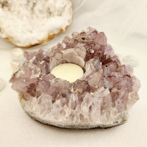 Amethyst Cluster Candle Holder (approx. 13.4x11.5cm)