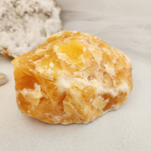 Orange Calcite Rough Rock (approx. 14.6x12.4x7.2cm)