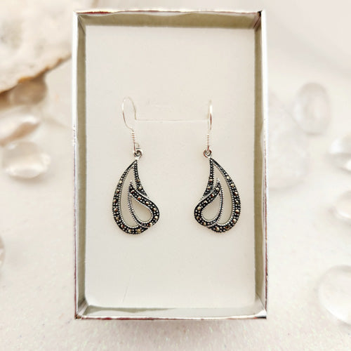 Marcasite Double Tear Drop Earrings (sterling silver)