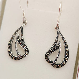 Marcasite Double Tear Drop Earrings