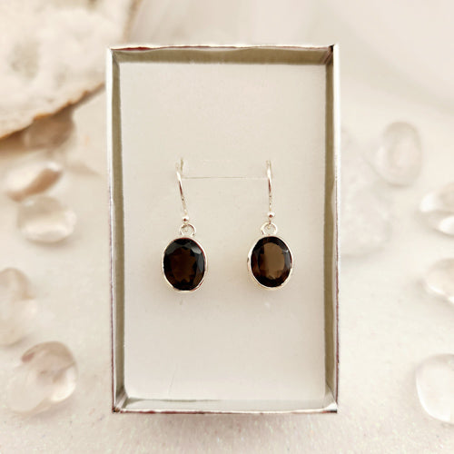 Smoky Quartz Oval Earrings (sterling silver)