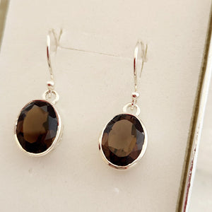 Smoky Quartz Oval Earrings