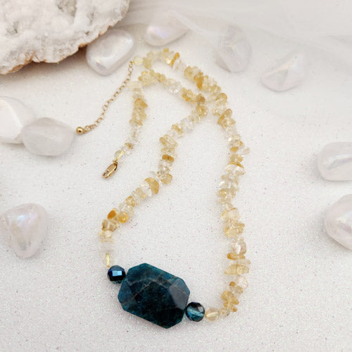Apatite & Citrine Necklace (handcrafted in Aotearoa New Zealand)