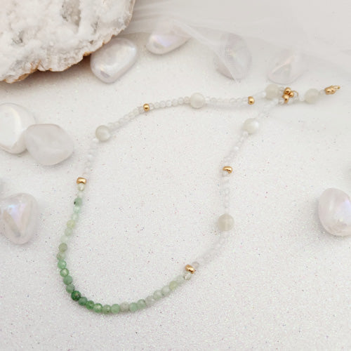 Green Tanzanite & Moonstone Necklace (handcrafted in Aotearoa New Zealand)
