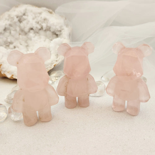 Rose Quartz Teddy Bear (assorted. approx. 7-7.1x4.3cm)