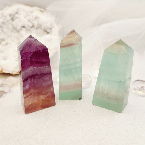 Rainbow Fluorite Candy Coloured Obelisk (assorted. approx. 6.9-7.4x2.6-3.2cm)