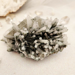 Hedenbergite included Quartz with Calcite Sheet on Garnet included Cluster Matrix from Mongolia