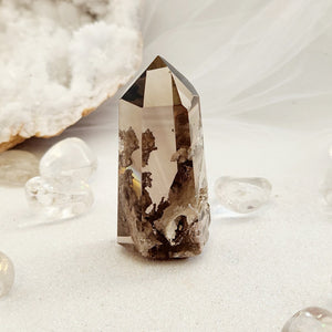 Smoky Quartz Partially Polished Point with Inclusions
