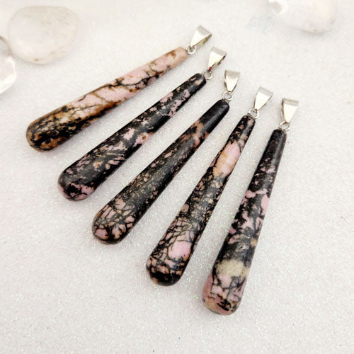 Rhodonite Pendant (assorted. silver metal)