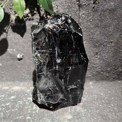 Black Obsidian Rough Rock with Cut Base (approx. 19x11x6cm)